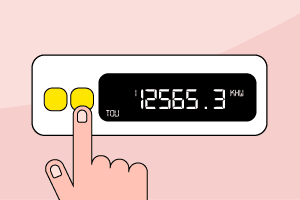 Smart electric meter with two yellow buttons