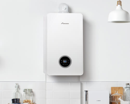 A hydrogen blend ready boiler in a kitchen