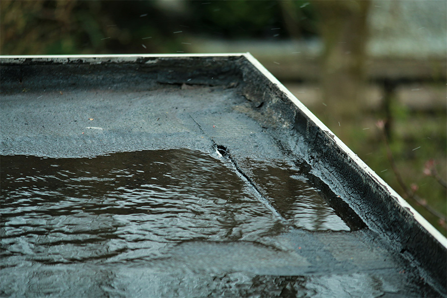 A leaking flat roof.