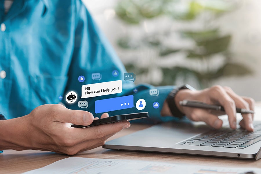 A person asking AI for help around the home. 