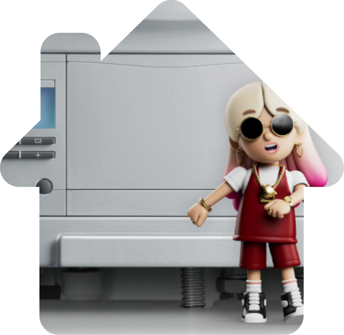 Lo Stress character standing near a boiler Lo Stress character standing near a boiler
