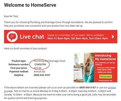 Sales confirmation email - your policy/plan number may be found in the brief summary between your Product Type and First Year Price