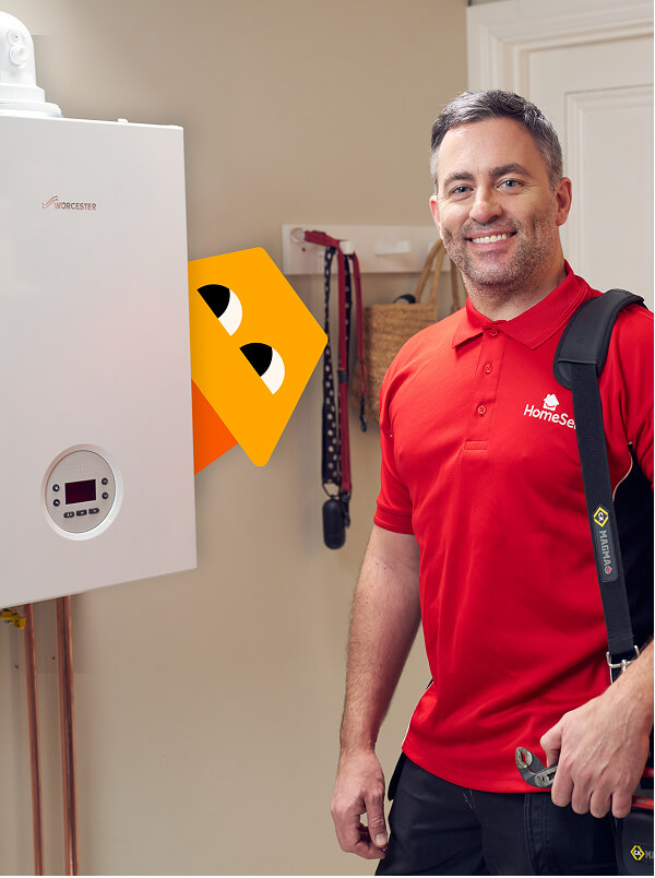 HomeServe Engineer and Ding Mascot