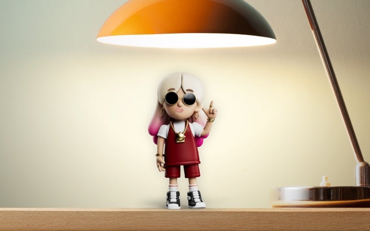 Lo Stress character standing under a lamp