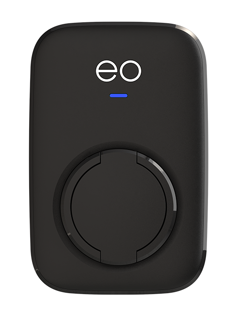 A black EO Mini Pro 3 EV charger