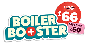 Boiler booster logo showing a £50 saving on a boiler service.